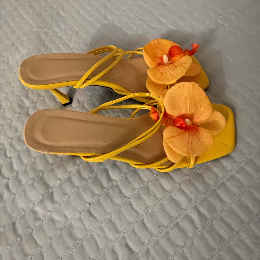 Elegant Yellow Floral Heels